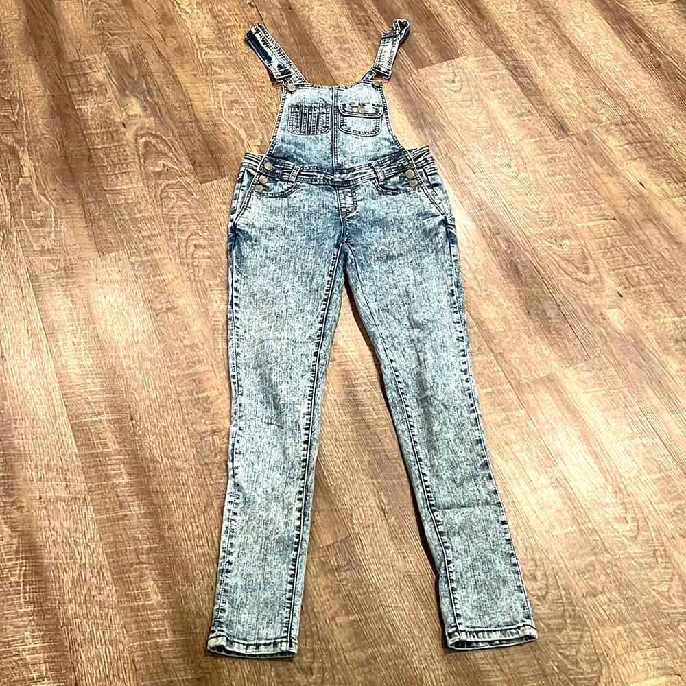 Acid Wash Straight Leg Overalls - Small